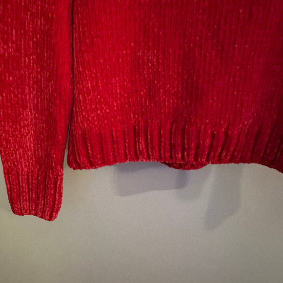Women's Sanctuary Red Velvet Like Pullover Sweater Cropped Oversized Size S - Picture 3 of 4